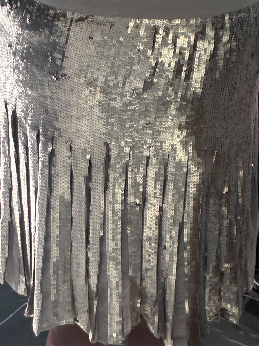 Banana Republic Tan and Grey Sequin Pleated Mini Skirt